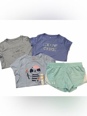 ALL IN MOTION UNDER ARMOUR Kids Girls SHIRT SHORTS Bundle of 4 Size XL 14 16